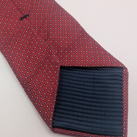 Eagle shirtmakers red tie silk with geometric patterned formal - Picture 6 of 7
